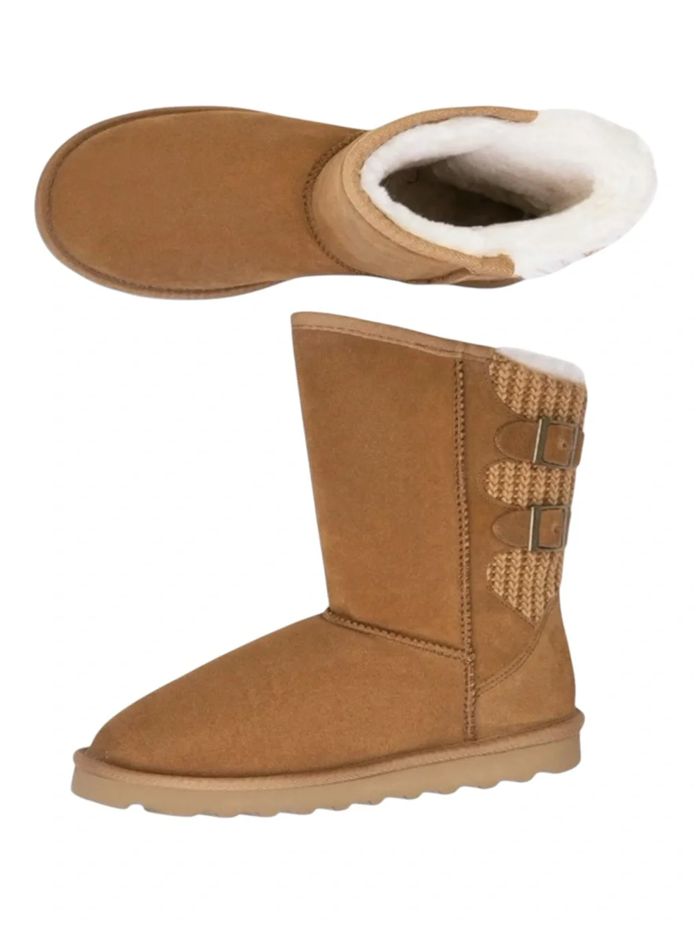 DREAM PAIRS Women's Mid Calf Winter Snow Boots Fashion FuzzyChic Buckle Boot 10